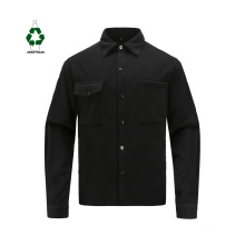 Men Rpet Fleece Shirt Recycled Polyester Anti-piling  Big Shirts with Over Size Pockets eco friendly fleece big shirt